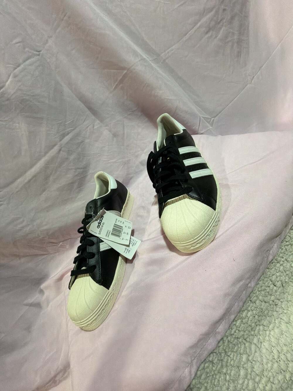 Adidas Superstar 80s Size 10.5 Black White Leather Sneakers